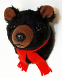 Bear Black Tiny Plush Wall Mount - 'Clark'