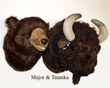Bear Brown Large Plush Wall Mount - 'Major"