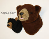 Bear Black Tiny Plush Wall Mount - 'Clark'